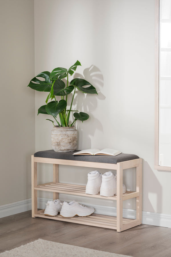 Confetti skoställ/sittbänk 80 vitpigm. ek/mörkgrå