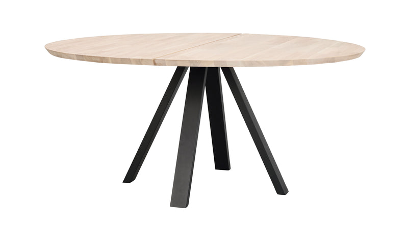 Carradale matbord Ø150 vitpigm. ek/V-ben svart met