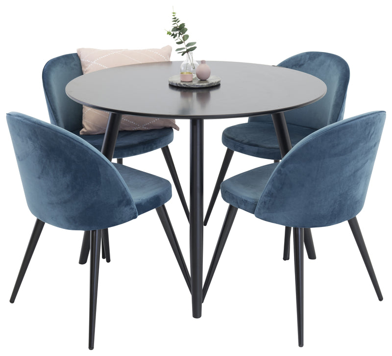 Matbordet Plaza och stolarna Velvet