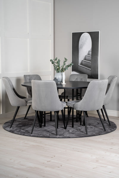 Matbordet Copenhagen och stolarna Velvet Deluxe