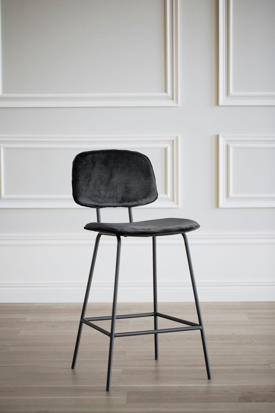 Bryan barstol svart sammetstyg/svarta metallben 2-pack