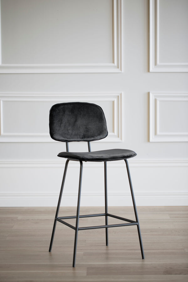 Bryan barstol svart sammetstyg/svarta metallben 2-pack