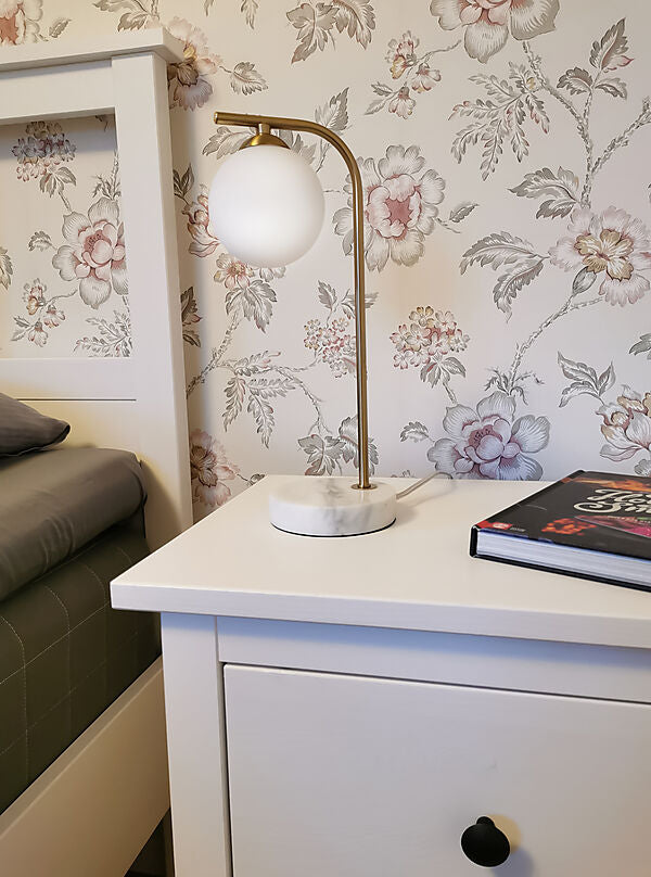 Orfeus bordlampa matt mässing/marmor