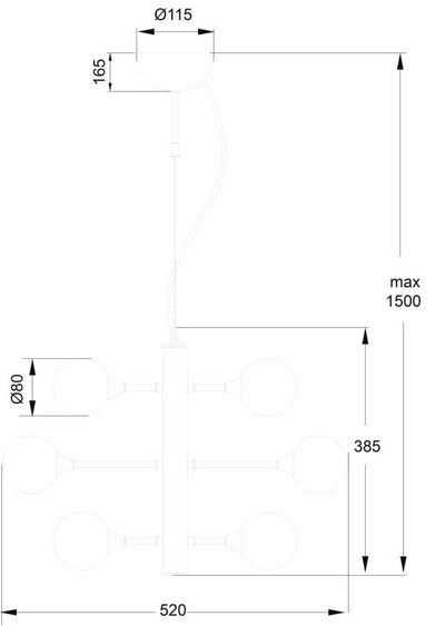 Cosmos taklampa 12-arm svart/rök