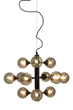 Cosmos taklampa 12-arm svart/rök