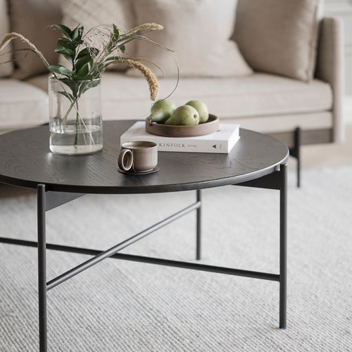 Skye soffbord Ø85 svart ek/svart