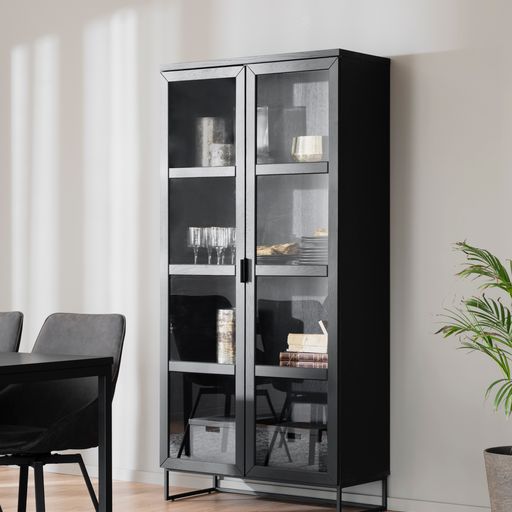 Everett vitrinskåp svart ek/svart