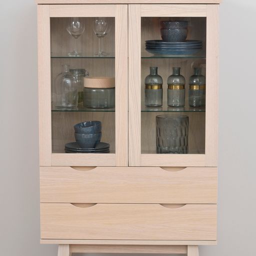 Filippa vitrinskåp 2D 2L vitpigmenterad ek