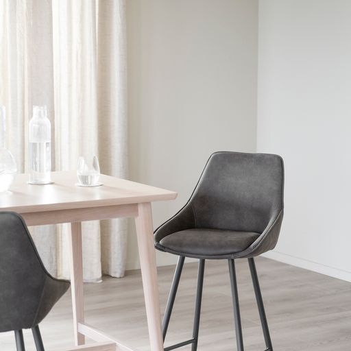 Sierra barstol mörkgrå microfiber/svarta metallben 2-pack