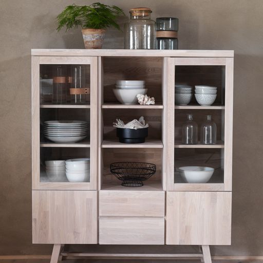 Brooklyn skåp 130 vitpigmenterad ek