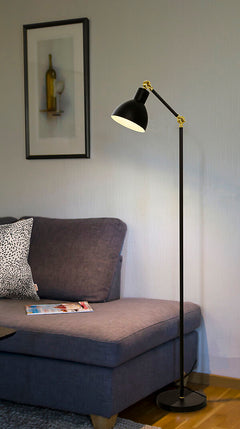 Dublin golvlampa svart/matt mässing