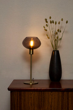 Bell bordlampa hög matt mässing/rök