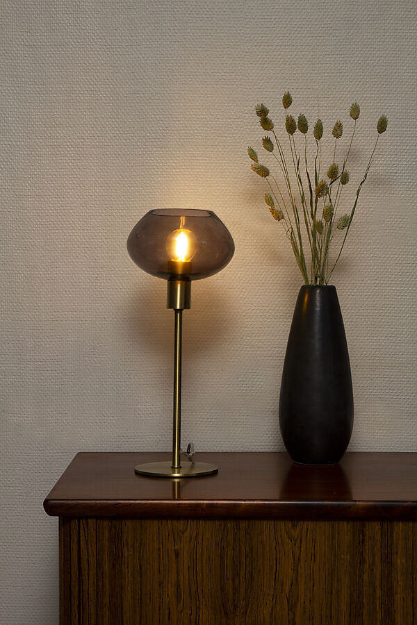 Bell bordlampa hög matt mässing/rök