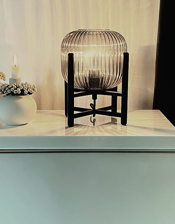 Vinda bordlampa liten svart/rök