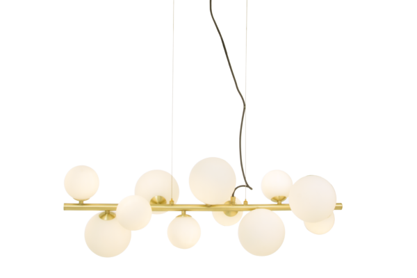 Molekyl taklampa L85 matt mässing/vit